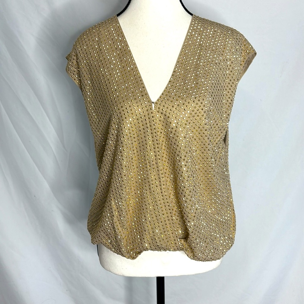 NWT L’Agence 100% silk blouse with gold studs